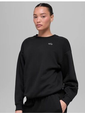 ALO Yoga Black Accolade Crew Neck Pullover Sweatshirt Large